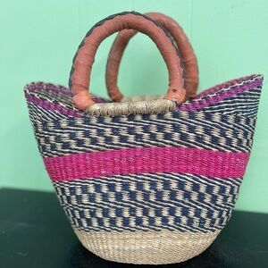 Handwoven Multicolor Straw Tote Bag